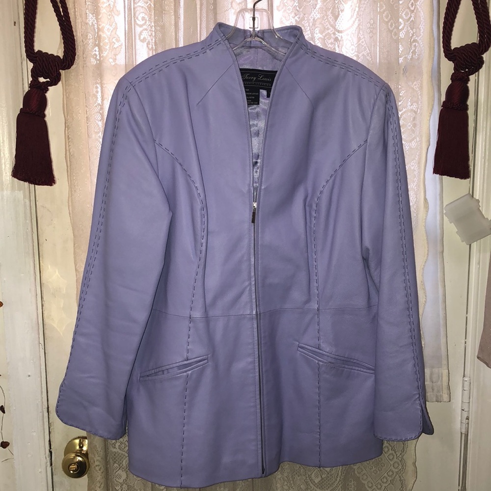 TERRY LEWIS-LAVENDER LEATHER JACKET(NWOT)